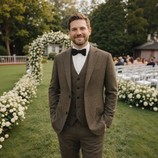 Eleganter Dreiteiliger Anzug Für Hochzeit Und Gala - Cecile LavelleKaffee