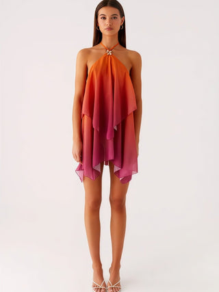 Elegantes Halterneck Cocktailkleid mit Farbverlauf - Cecile LavelleOrange