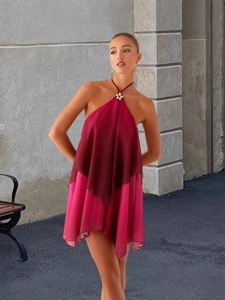 Elegantes Halterneck Cocktailkleid mit Farbverlauf - Cecile LavelleRot