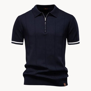 Elegantes Herren Polo mit Reißverschluss - Cecile LavelleMarineblau