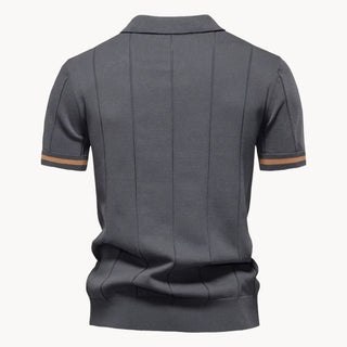Elegantes Herren Polo mit Reißverschluss - Cecile LavelleGrau