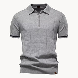 Elegantes Herren Polo mit Reißverschluss - Cecile LavelleGrau