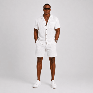 Elegantes Herren Sommer Set Mit Kurzarm Hemd - Cecile LavelleWeiß
