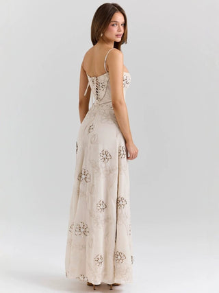 Elegantes Maxi Kleid mit Spaghetti Trägern - Cecile LavelleWeiß