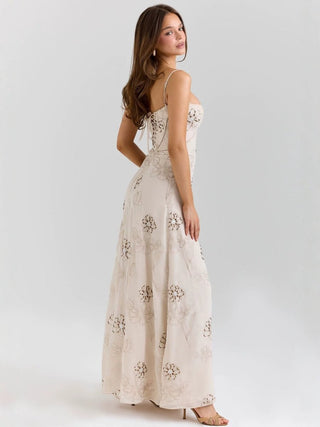 Elegantes Maxi Kleid mit Spaghetti Trägern - Cecile LavelleWeiß
