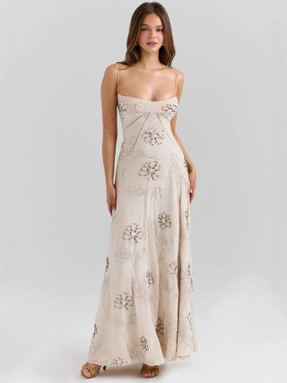 Elegantes Maxi Kleid mit Spaghetti Trägern - Cecile LavelleWeiß