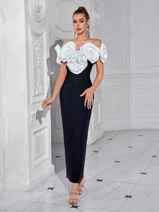 Elegantes Maxikleid mit Puffärmeln für Hochzeiten - Cecile LavelleSchwarz