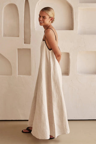 Elegantes Sommer langes Kleid mit Spaghettiträgern - Cecile LavelleCreme