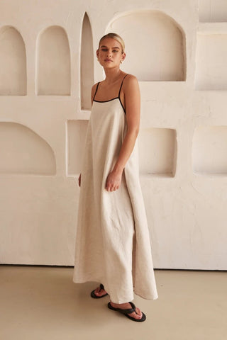 Elegantes Sommer langes Kleid mit Spaghettiträgern - Cecile LavelleCreme