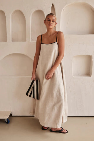 Elegantes Sommer langes Kleid mit Spaghettiträgern - Cecile LavelleCreme