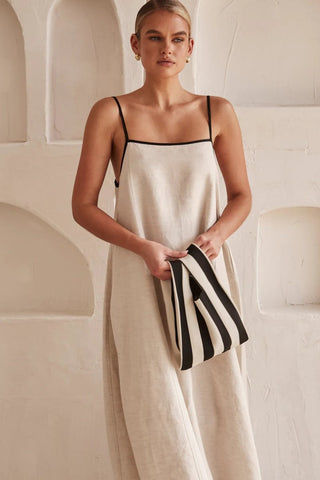 Elegantes Sommer langes Kleid mit Spaghettiträgern - Cecile LavelleCreme