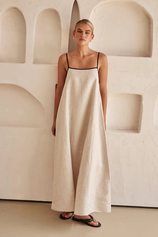 Elegantes Sommer langes Kleid mit Spaghettiträgern - Cecile LavelleCreme