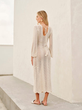 Elegantes Sommer Maxi Kleid In Häkeloptik - Cecile LavelleBeige