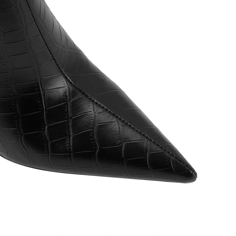 Eleonora – Handmade women's boots with crocodile embossing and stiletto heel