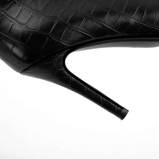 Eleonora – Handgemachte Damen - Stiefel mit Kroko - Prägung und Stiletto - Absatz - Cecile LavelleSchwarz