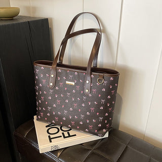 Emma – Florale Canvas Tote Bag mit Retro - Print & Kontrast - Trägern - Cecile LavelleBraun