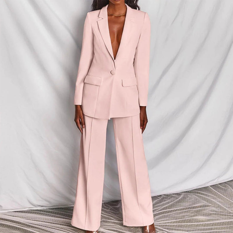 Evelyn – Tailored Blazer & Wide-Leg Pants Suit Set