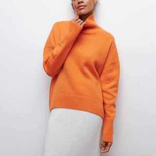 Figurbetonter Damen Rollkragenpullover - Cecile LavelleOrange