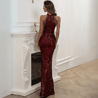 Figurbetontes Gala Maxi Kleid Mit Pailletten - Cecile LavelleWeiß
