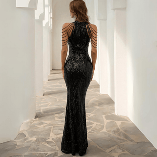 Figurbetontes Gala Maxi Kleid Mit Pailletten - Cecile LavelleWeiß