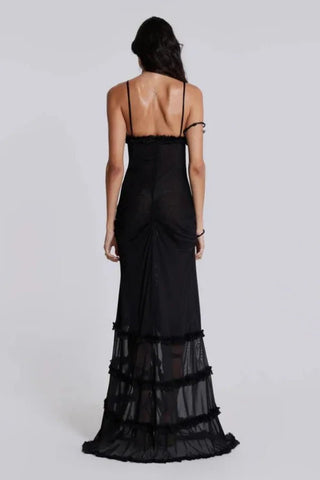 Figurbetontes Maxikleid Mit Cut - Out Und Beinschlitz - Cecile LavelleSchwarz