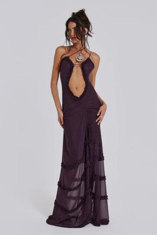 Figurbetontes Maxikleid Mit Cut - Out Und Beinschlitz - Cecile LavelleLila