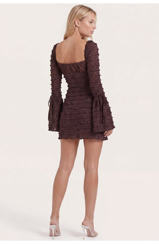 Figurbetontes Party Mini Kleid Mit Langen Ärmeln - Cecile LavelleBraun