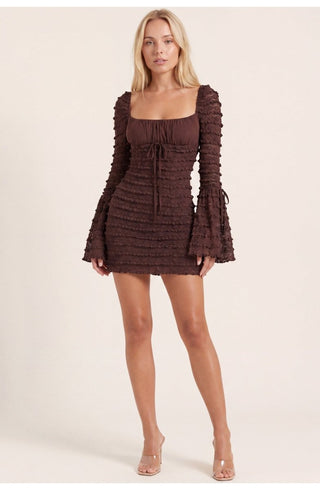 Figurbetontes Party Mini Kleid Mit Langen Ärmeln - Cecile LavelleBraun