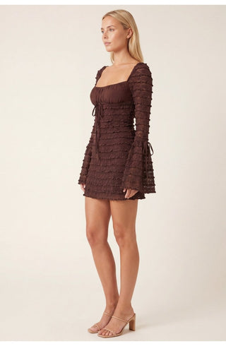 Figurbetontes Party Mini Kleid Mit Langen Ärmeln - Cecile LavelleBraun