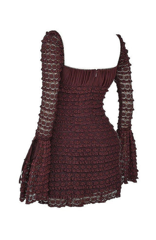 Figurbetontes Party Mini Kleid Mit Langen Ärmeln - Cecile LavelleBraun