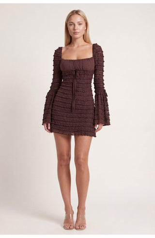 Figurbetontes Party Mini Kleid Mit Langen Ärmeln - Cecile LavelleBraun