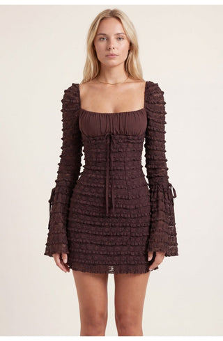 Figurbetontes Party Mini Kleid Mit Langen Ärmeln - Cecile LavelleBraun