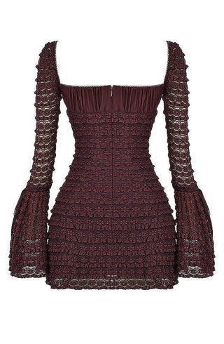Figurbetontes Party Mini Kleid Mit Langen Ärmeln - Cecile LavelleBraun