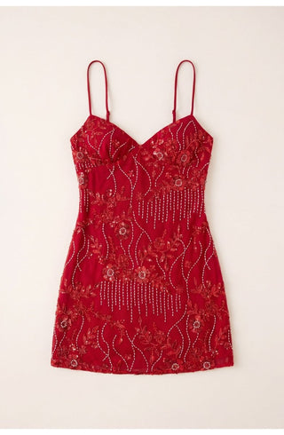 Figurbetontes Party Mini Kleid Mit Stickerei - Cecile LavelleRot