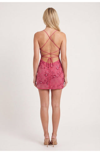 Figurbetontes Party Mini Kleid Mit Stickerei - Cecile LavelleRosa