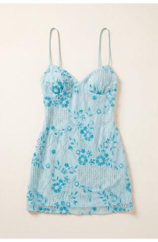 Figurbetontes Party Mini Kleid Mit Stickerei - Cecile LavelleBlau