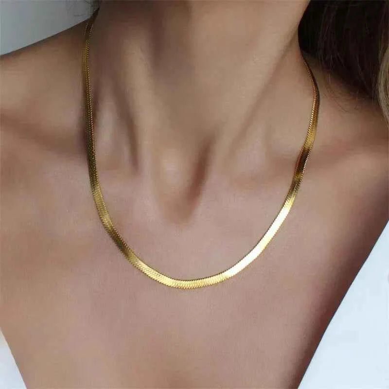 Flat Gold Necklace Women