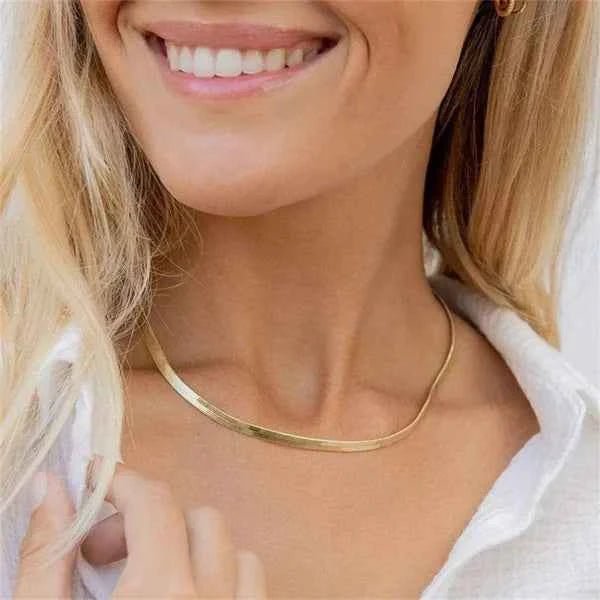 Flat Gold Necklace Women