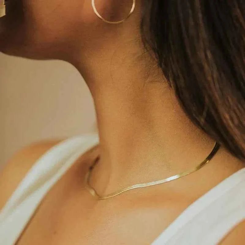 Flat Gold Necklace Women