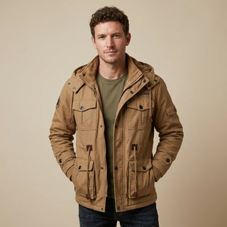 Fleecejacke Herren Mit Kapuze in Khaki