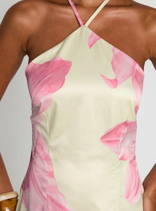 Florales Halter Neck Mini Cocktail Kleid - Cecile LavelleRosa