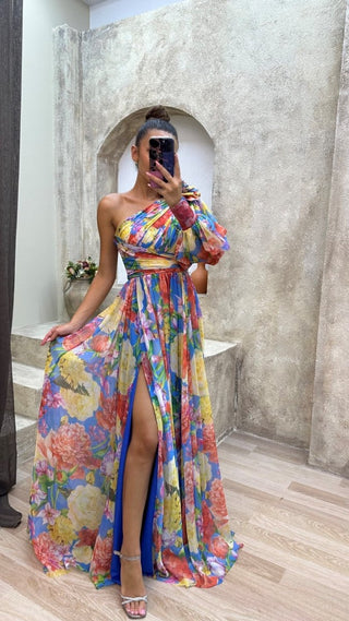 Florales Maxi Kleid Für Gala Und Formelle Anlässe - Cecile LavelleMehrfarbig