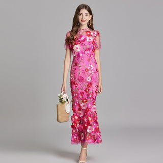 Florales Maxikleid Elegant - Cecile LavelleRosa