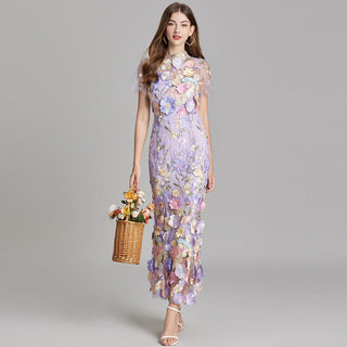 Florales Maxikleid Elegant - Cecile LavelleLila