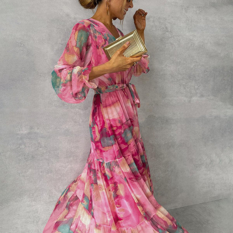 Florales Maxikleid mit Ärmeln