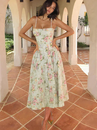 Florales Midi Kleid Für Besondere Anlässe - Cecile LavelleGrün