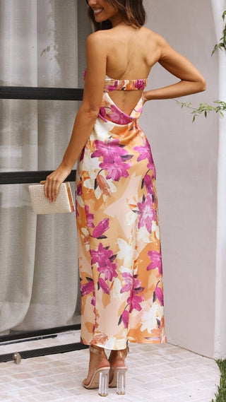 Florales Trägerloses Maxi Kleid Für Formelle Anlässe - Cecile LavelleRosa
