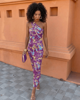 Formelles One - Shoulder Maxi Sommer Kleid - Cecile LavelleLila