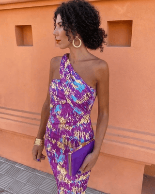 Formelles One - Shoulder Maxi Sommer Kleid - Cecile LavelleLila