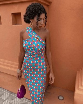 Formelles One - Shoulder Maxi Sommer Kleid - Cecile LavelleBlau